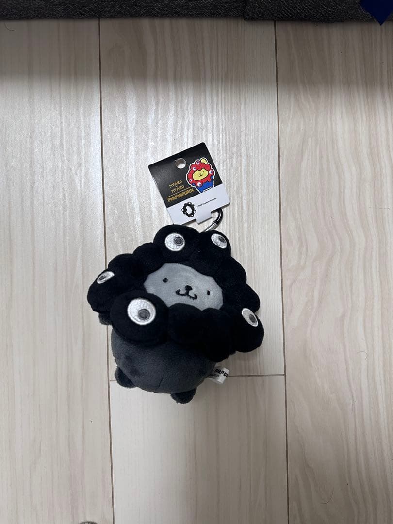 ポムポムプリン　ブラック　ミャクミャクぬいぐるみBCカラビナ 黒ミャク サンリオ