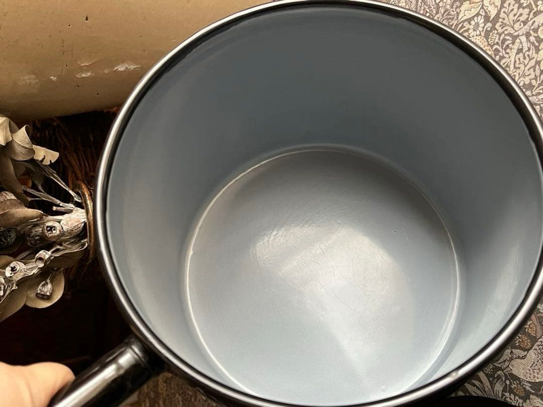 イギリス　アンティーク　JUDGE WARE ホーロー　ソースパン　鍋　エナメル