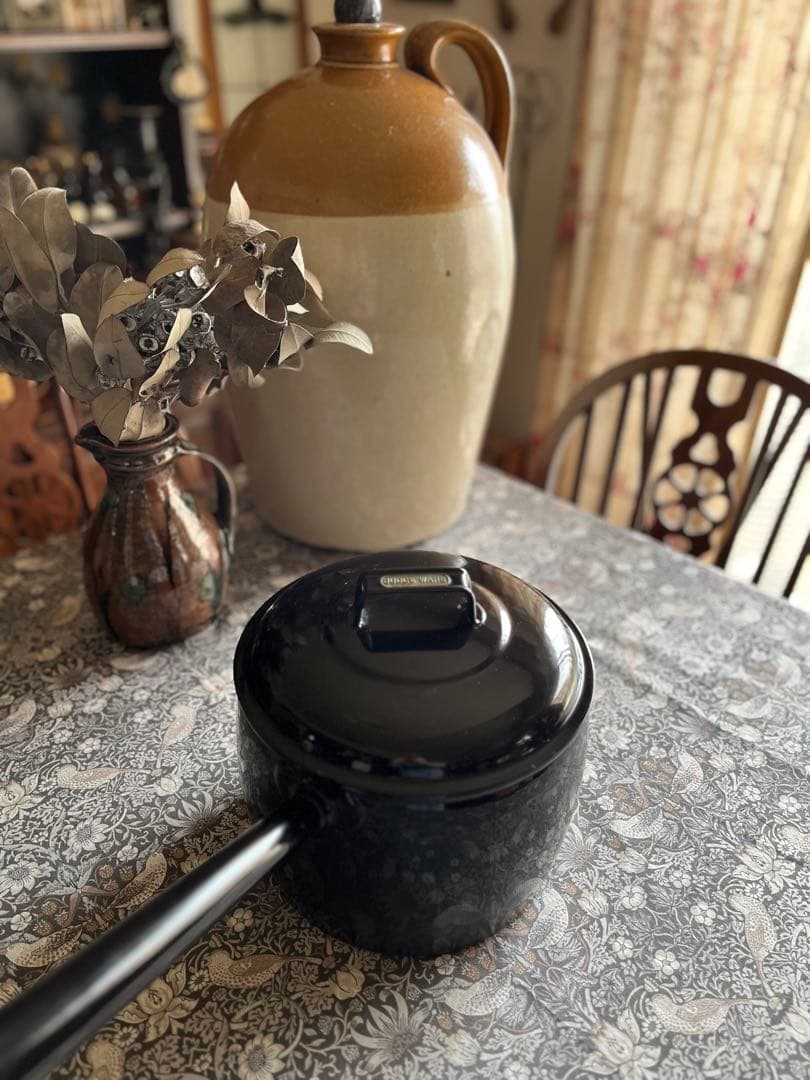 イギリス　アンティーク　JUDGE WARE ホーロー　ソースパン　鍋　エナメル