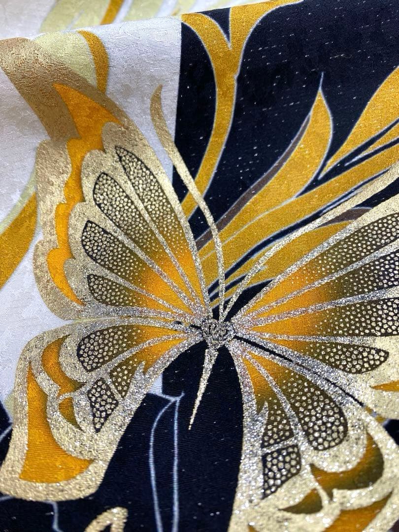 振袖 豪華 蝶 薔薇 金駒 金彩 銀通し身丈170cm 撥水加工済