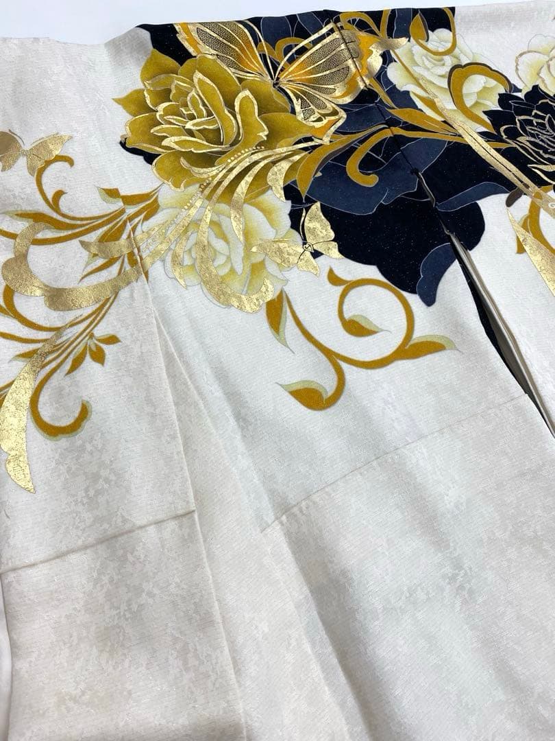 振袖 豪華 蝶 薔薇 金駒 金彩 銀通し身丈170cm 撥水加工済