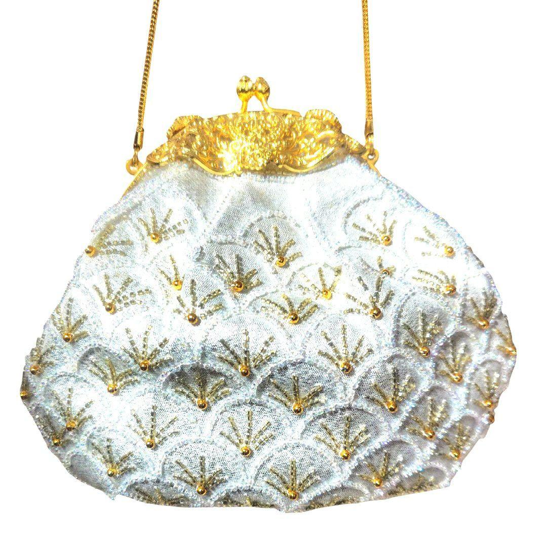 ♥総ビーズバッグ　パーティーバッグ　和装　洋装　ゴールド　シルバー　ラメ