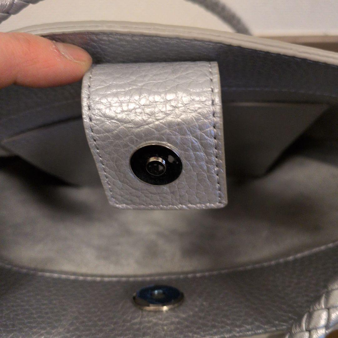 【ヒロフ】チェスタ・ レザー ショルダーバッグS 2WAY シルバー