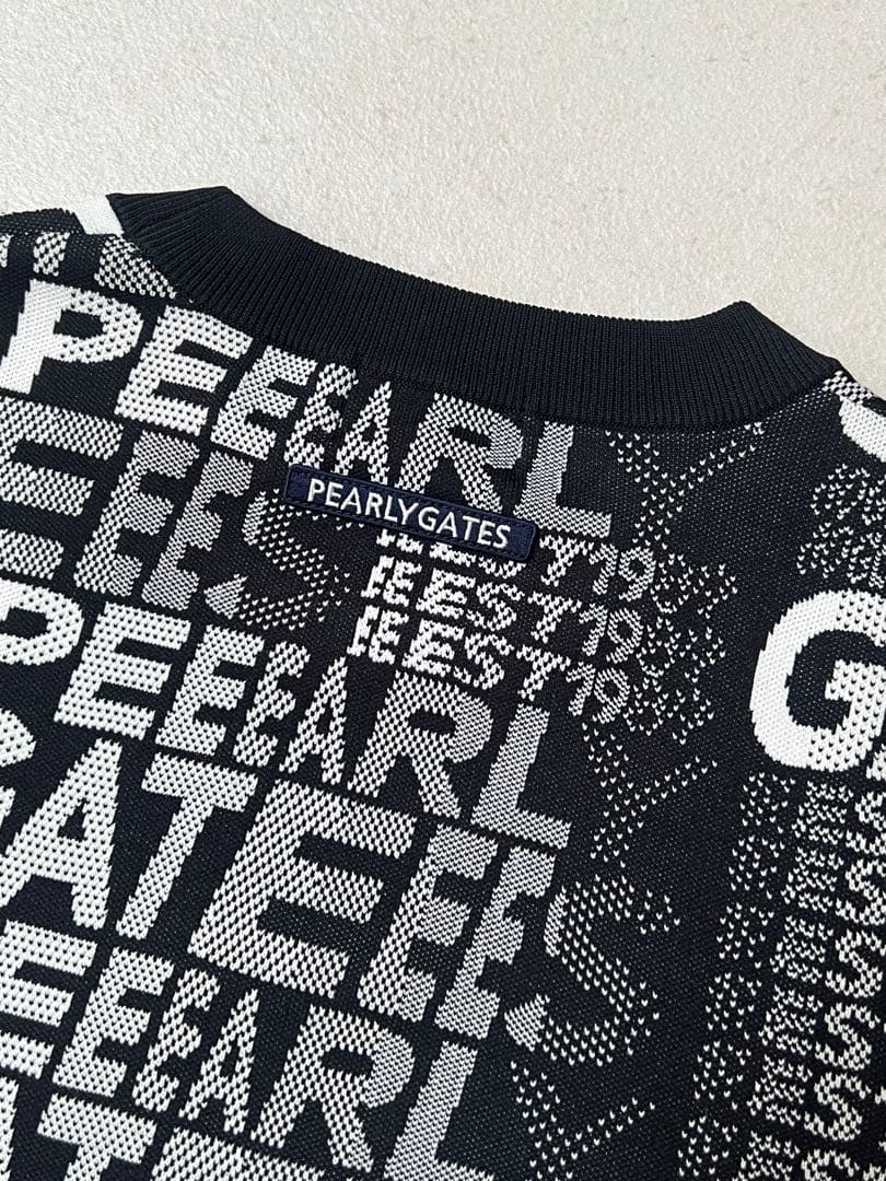 美品 サイズ1 PEARLY GATES ブラックニットセーター ロゴプリント