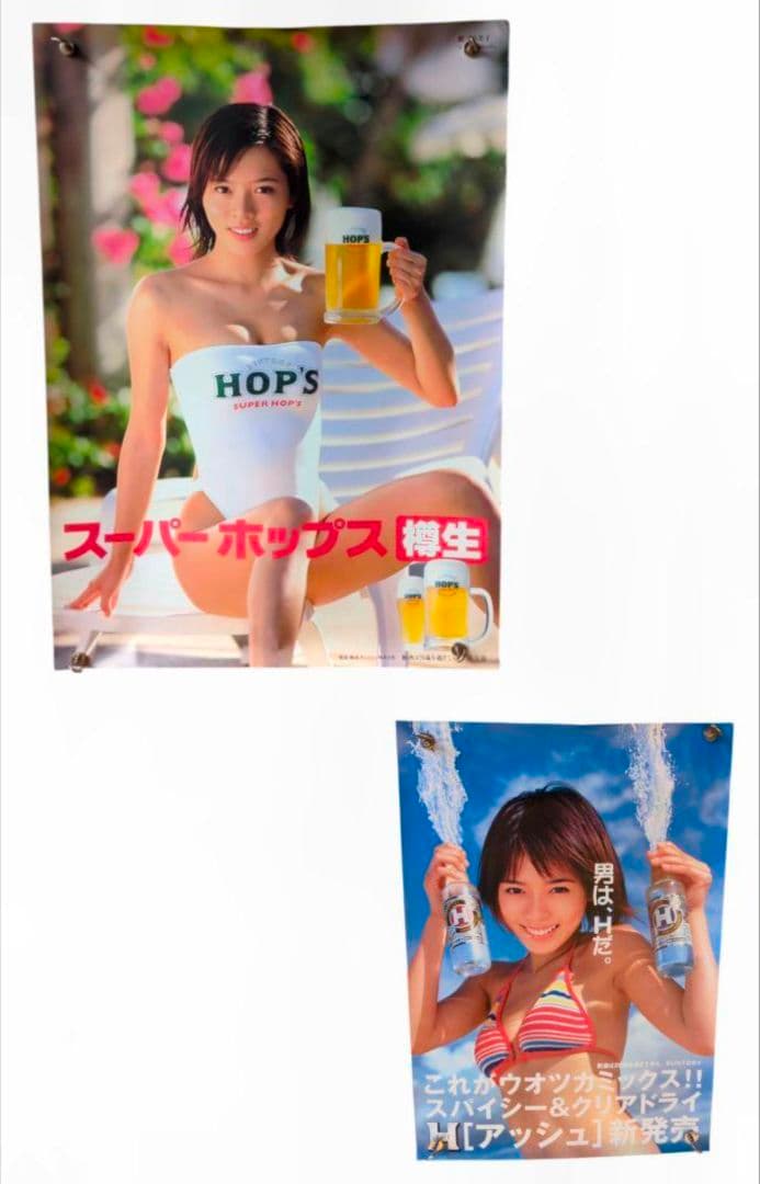 激レア 釈由美子 サントリー B2 B3 ポスター 水着 ビキニ ハイレグ