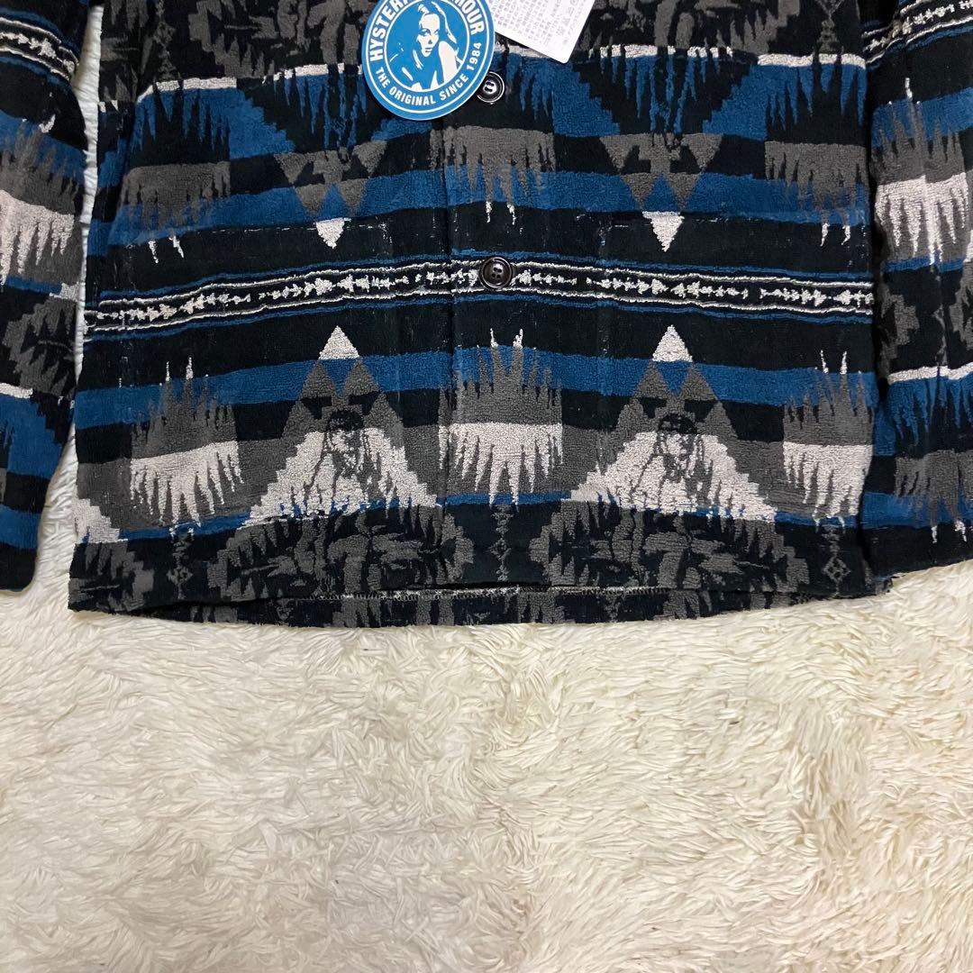 未使用　ヒステリックグラマー　ニット　総柄　ショールカラー　ブルー　L