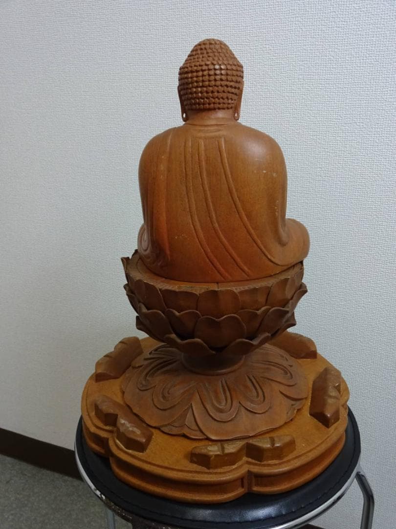 木彫り　阿弥陀如来座像　高さ約60㎝　古美術　中国美術　骨董　旧家蔵出し　置物