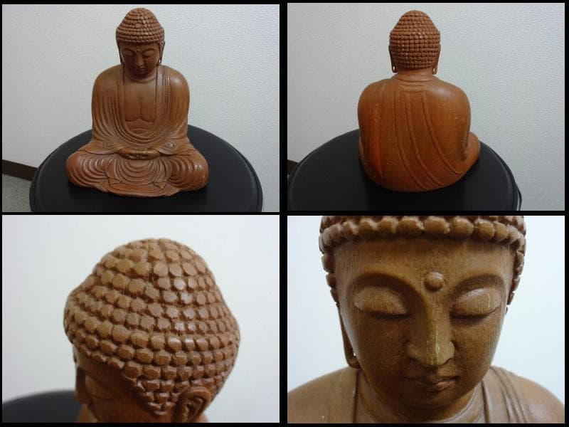 木彫り　阿弥陀如来座像　高さ約60㎝　古美術　中国美術　骨董　旧家蔵出し　置物