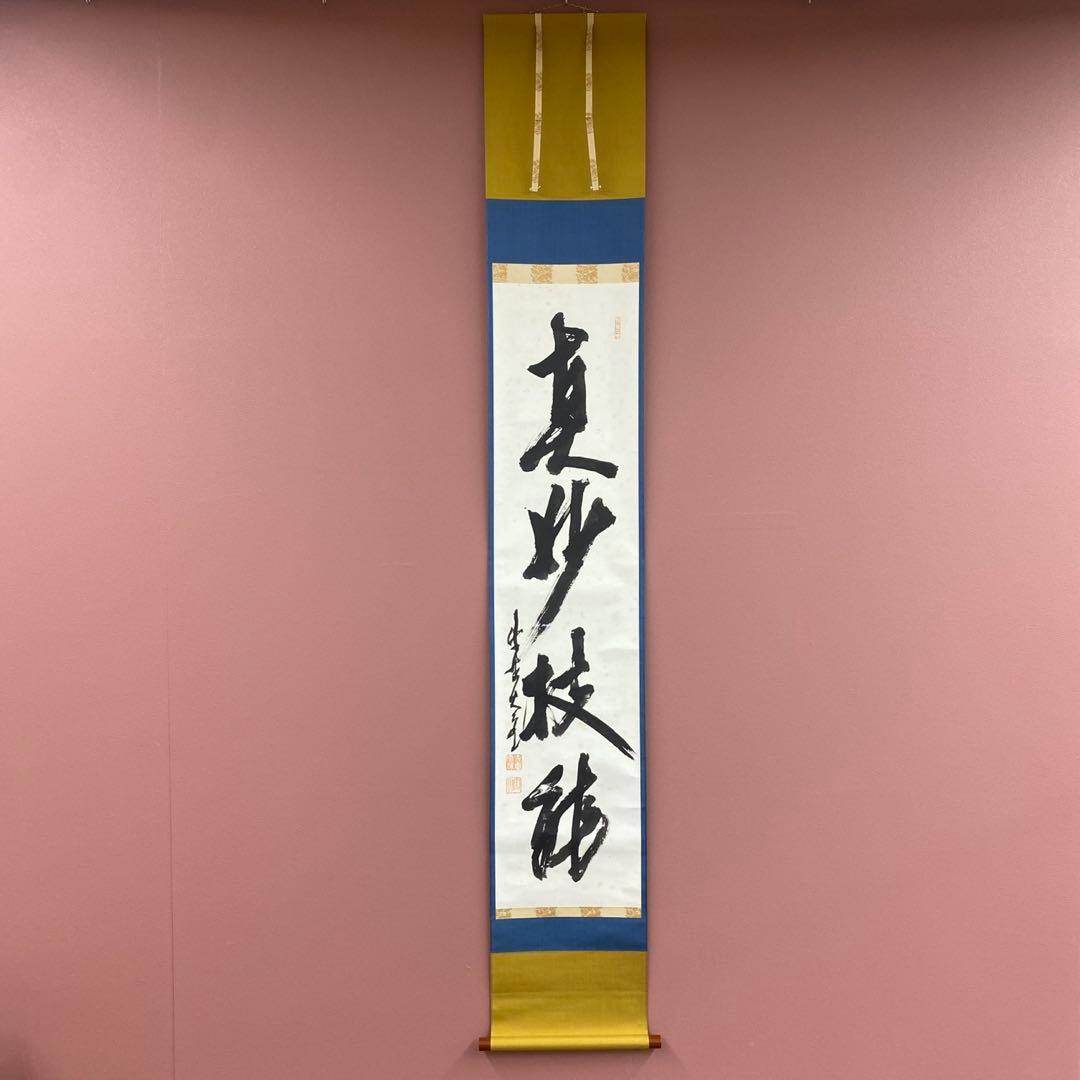 美品 掛け軸 立花大亀作「真妙技能」大徳寺 共箱 禅語 茶掛け
