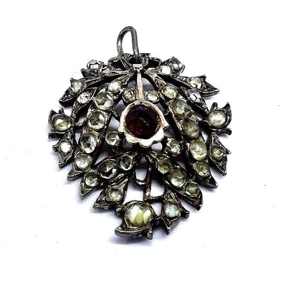 ペンダントトップ　水晶　ローズカット　ジョージアン