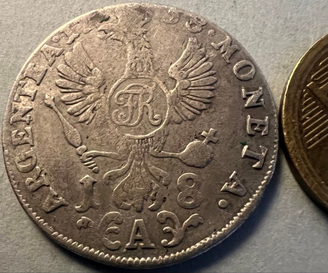 1758年A ドイツ　プロイセン 18 グロッシャー銀貨フリードリヒ 2 世