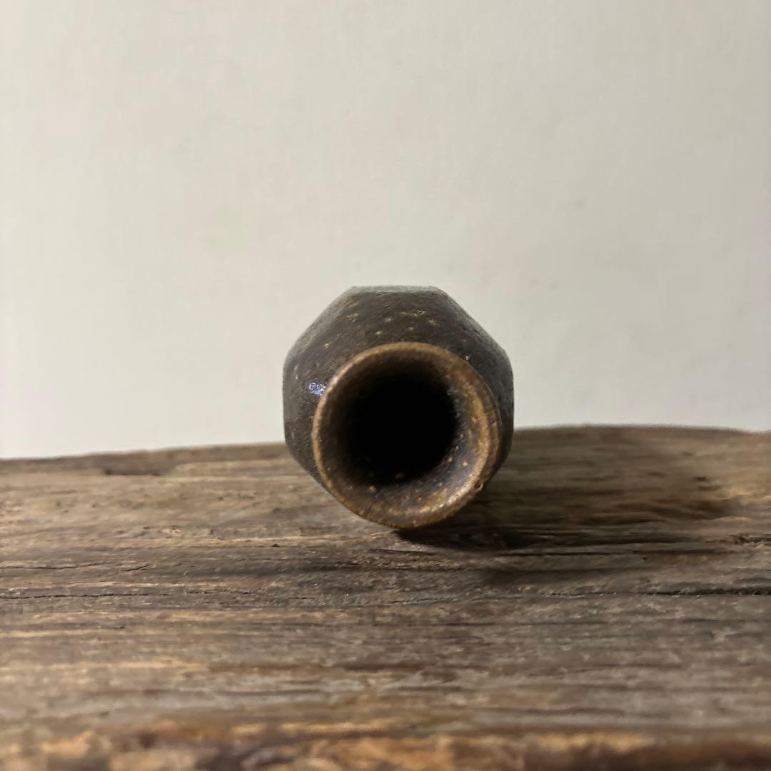 民芸陶器　徳利花入　出石窯　古道具　アンティーク酒器　花器　李朝　黒高麗　古民芸