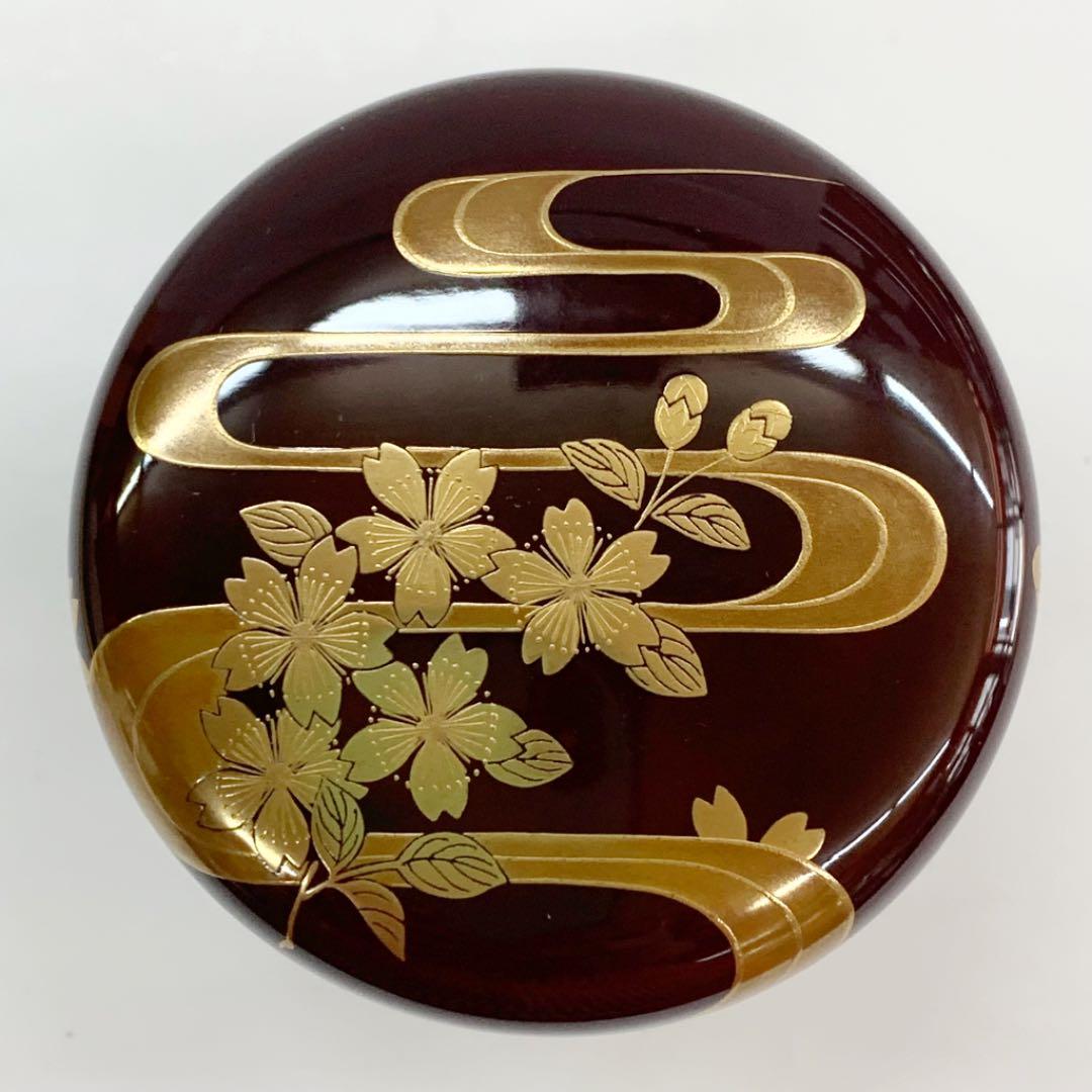 【棗　桜川蒔絵　溜塗】新井司峰　共箱