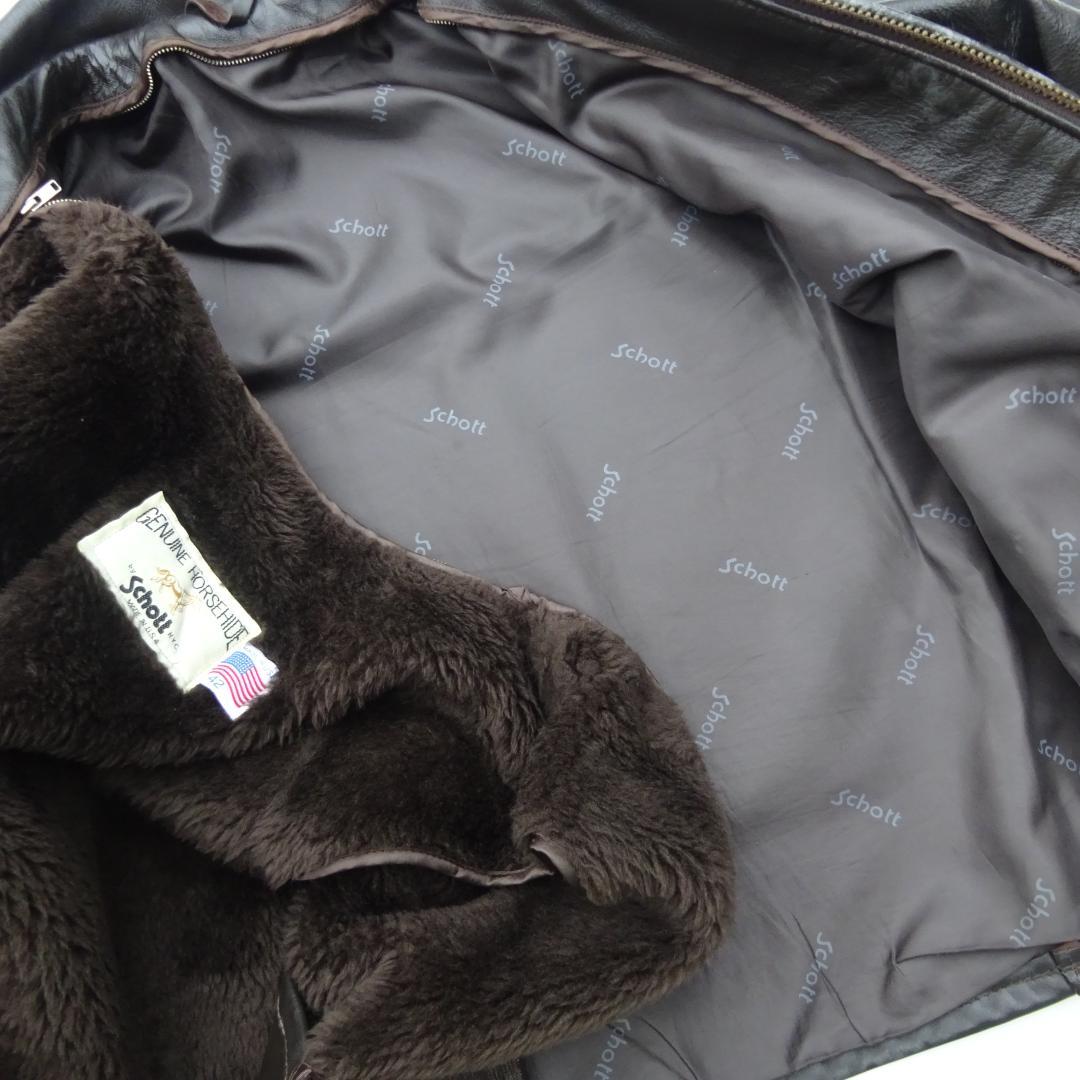 希少Schott ショット652H馬革ホースハイドライダーストラッカー襟付き42