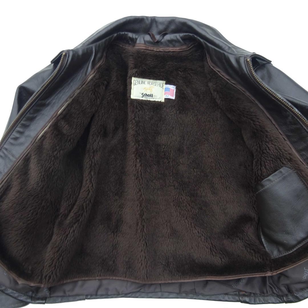 希少Schott ショット652H馬革ホースハイドライダーストラッカー襟付き42