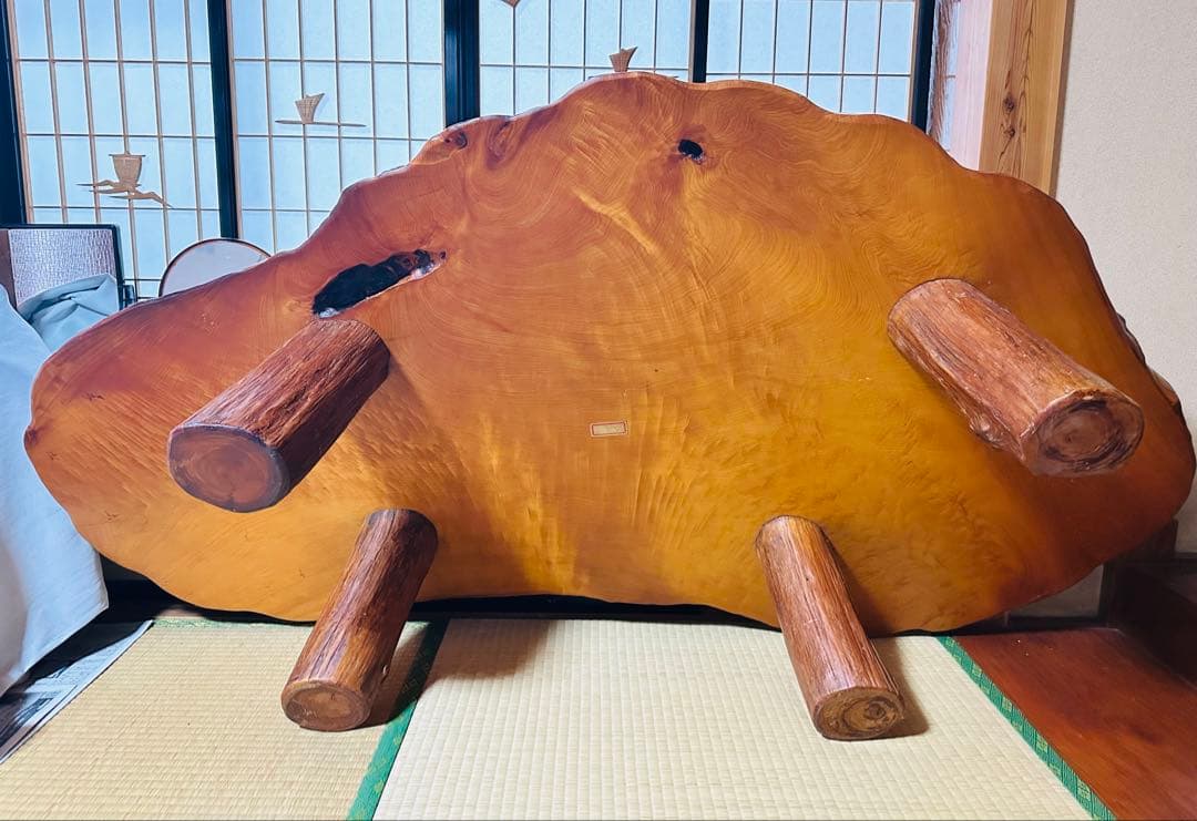 美品！希少⭐︎けやき　欅1枚板　ローテーブル　レトロ　アンティーク　ダイニング