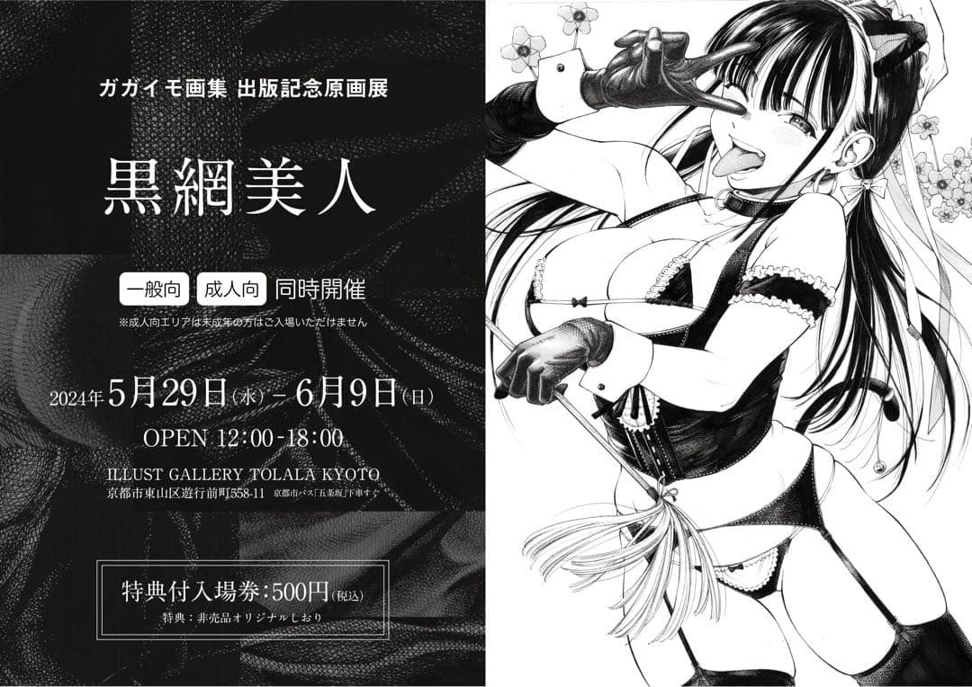 ガガイモ　直筆原画　サイン入り　ガガイモ画集　原画展　黒網美人　メイドビキニ