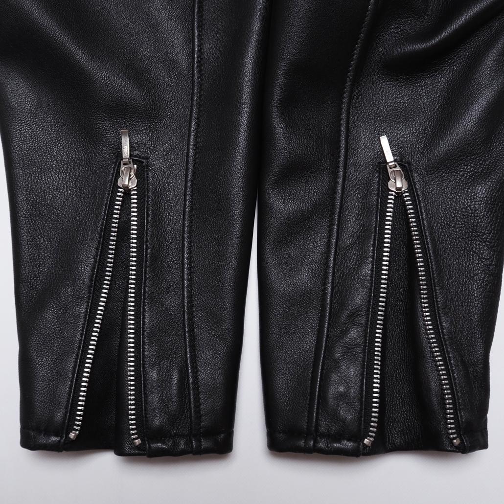 美品 Salt&Pepper ブラックラムレザージャケット 裏チェック Lサイズ