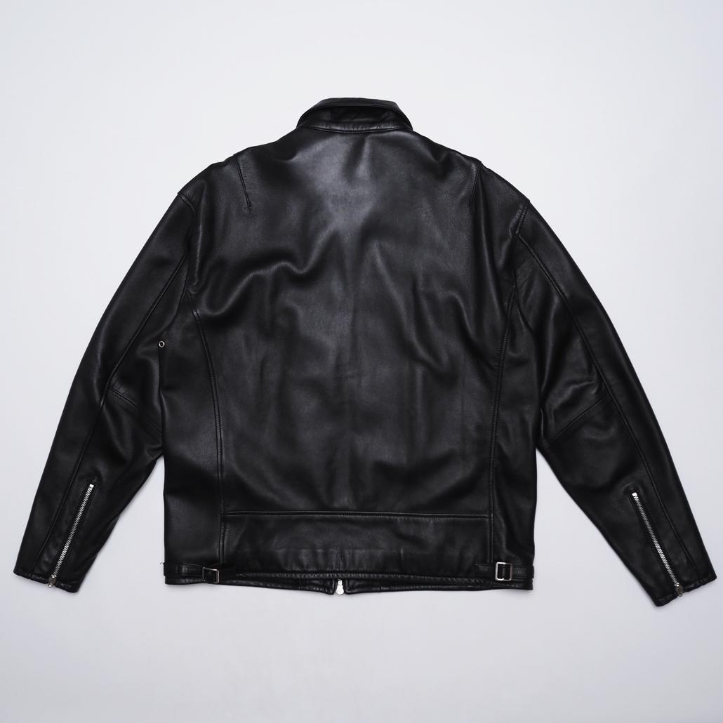 美品 Salt&Pepper ブラックラムレザージャケット 裏チェック Lサイズ