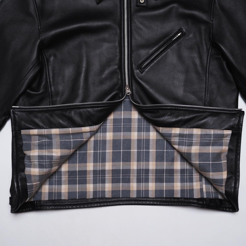 美品 Salt&Pepper ブラックラムレザージャケット 裏チェック Lサイズ
