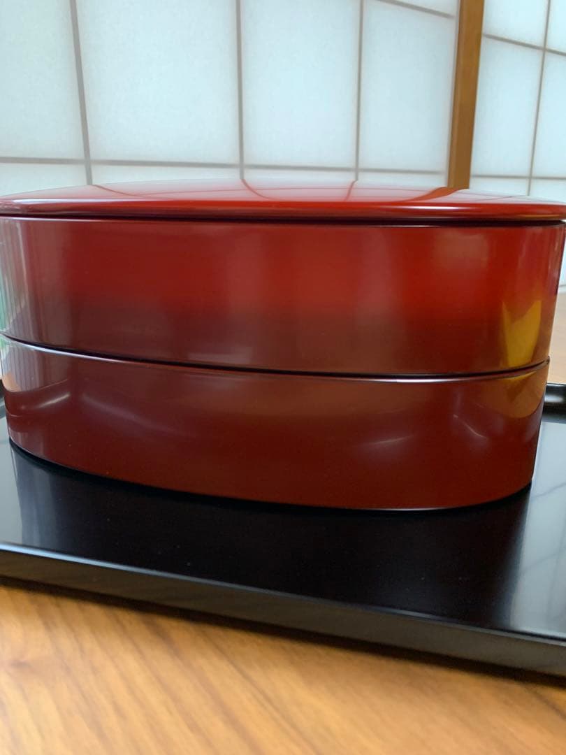 輪島塗重箱 二段　楕円グラデーション