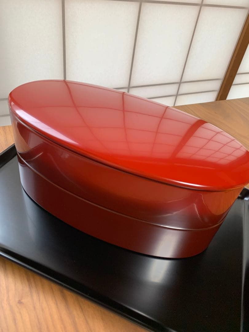 輪島塗重箱 二段　楕円グラデーション