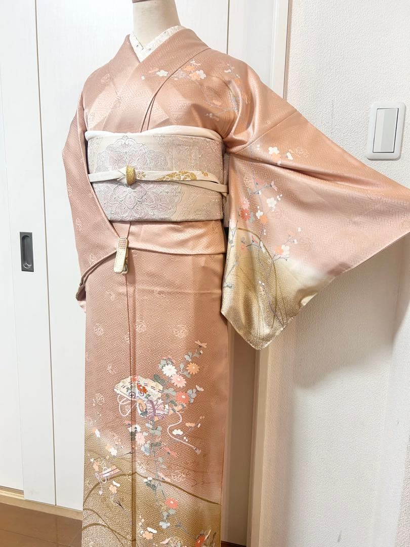 美品　裄丈長め　正絹訪問着　フルセット4点　卒業式　入学式　七五三　お宮参り