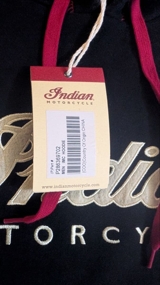 Indian Motorcycle メンズ パーカー　黒　S 新品　タグ付き