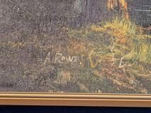 【真作】絵画　油彩10号　湖畔と雪山　静謐な自然美あふれる風景画　Y51