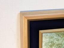 【真作】絵画　油彩10号　湖畔と雪山　静謐な自然美あふれる風景画　Y51