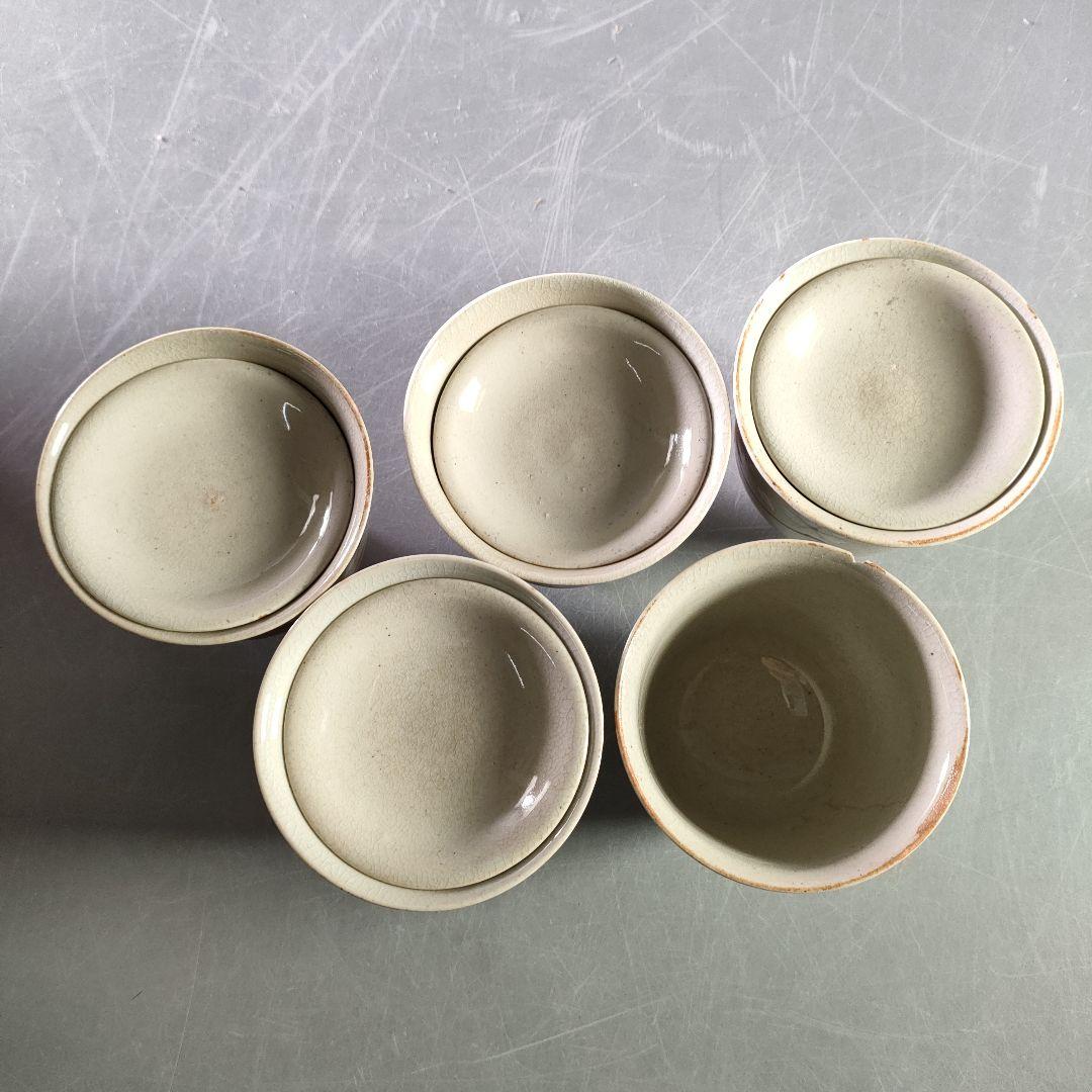 A874-3/平安菊渓 造/仁清写雲錦模様小蓋茶碗(蓋4客・碗5客)