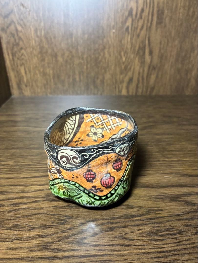 漫画織部 ぐい呑　花魁　深見文紀 共箱