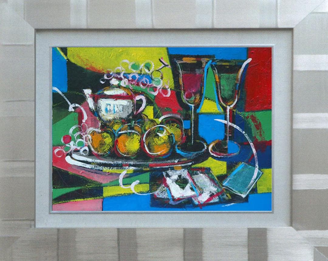 油絵 菅家令子 絵 絵画 インテリア uF6-120309 静物 フルーツ