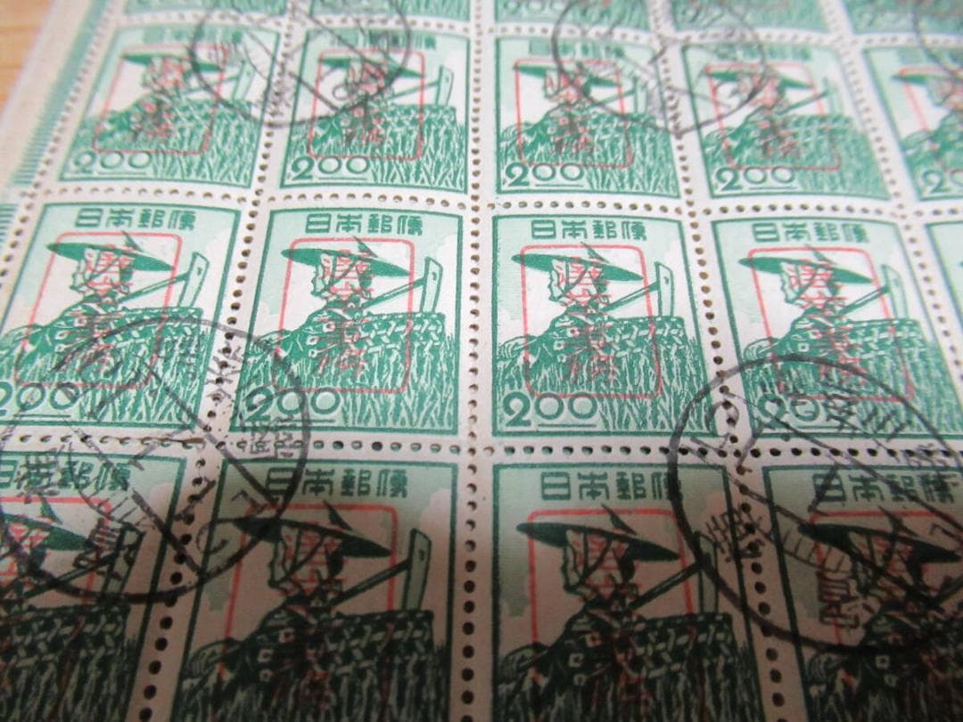 極希少 昭和24年◆第24回衆議院議員総選 選挙事務切手産業図案農婦2円5シート