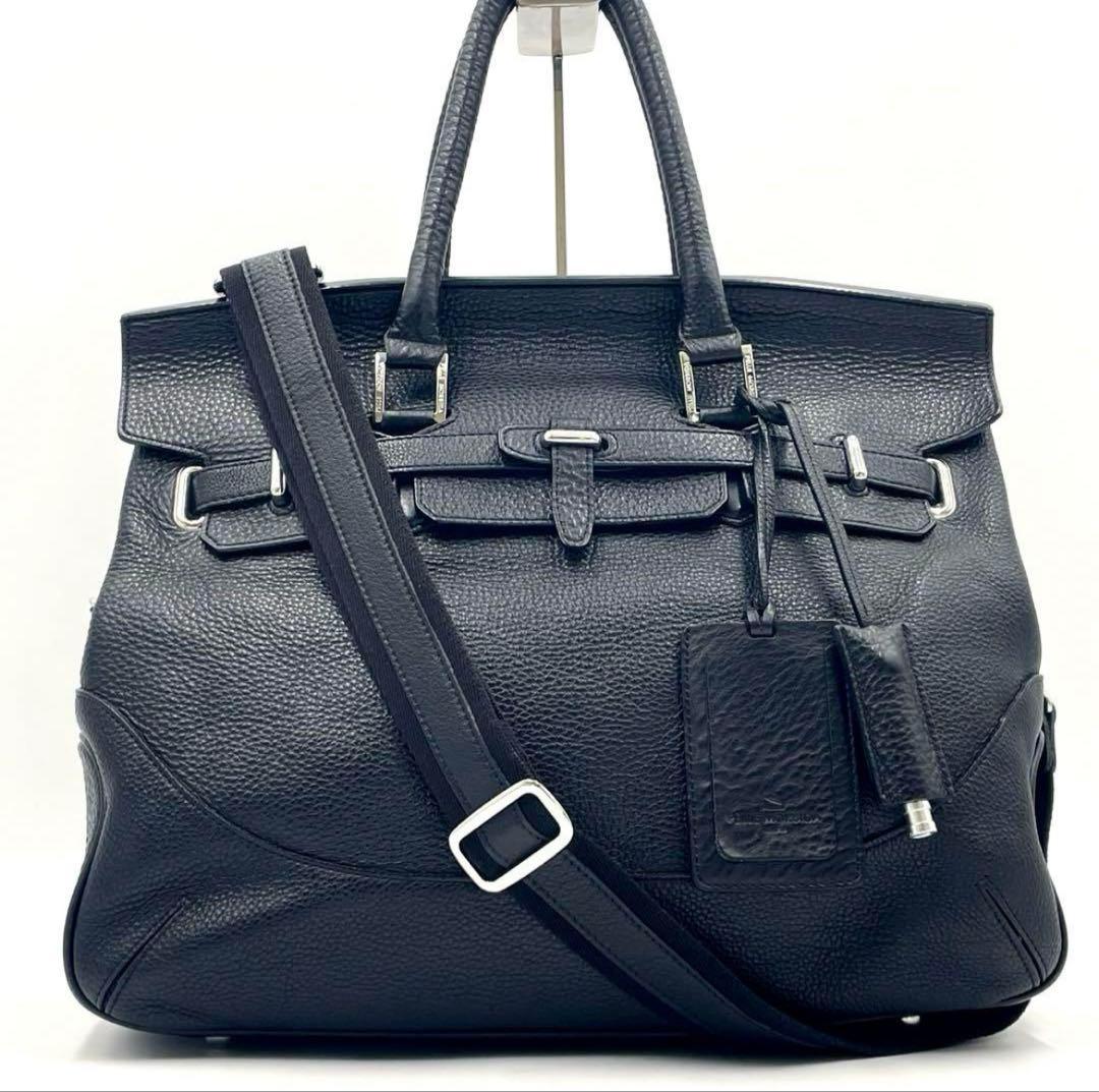 ⭐️⭐️美品⭐️⭐️PELLE MORBIDA 本革 黒 ショルダー付き　オシャレ