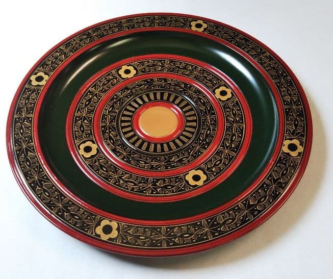 茶道具 山中塗 コマ 独楽 菓子盆 表千家 即中斎 在判箱書