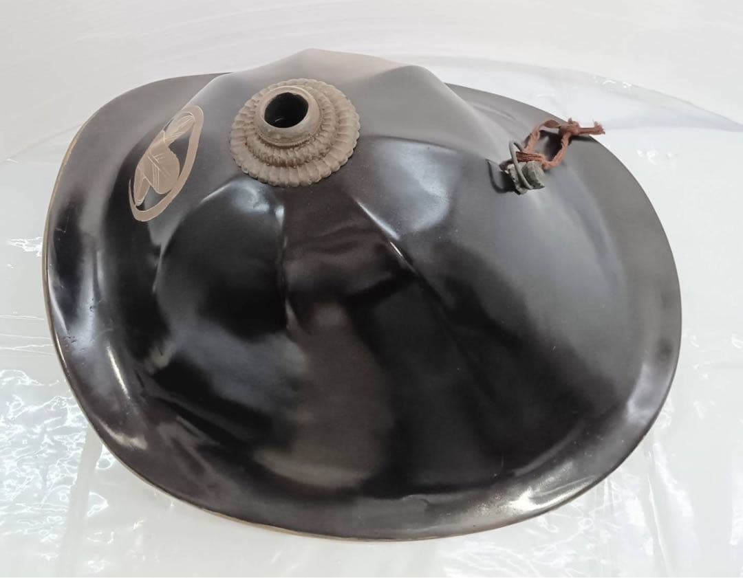 骨董　家紋入　陣笠　武士防具　漆塗　アンティーク　インテリア　置物