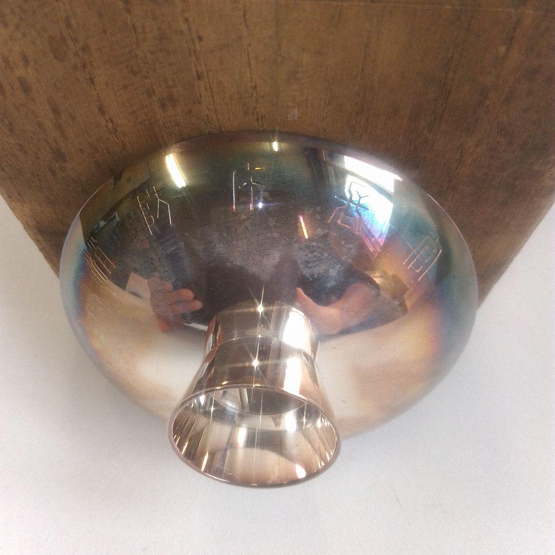 葉と花の模様が美しい銀製の小皿 木製の箱付き