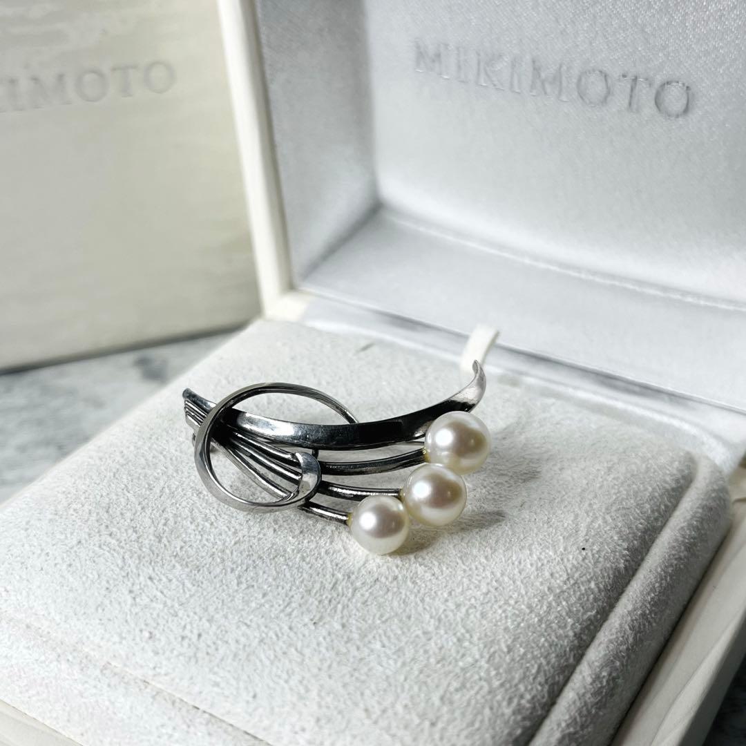 【美品✨】 MIKIMOTOブローチ フェザーモチーフ アコヤ真珠