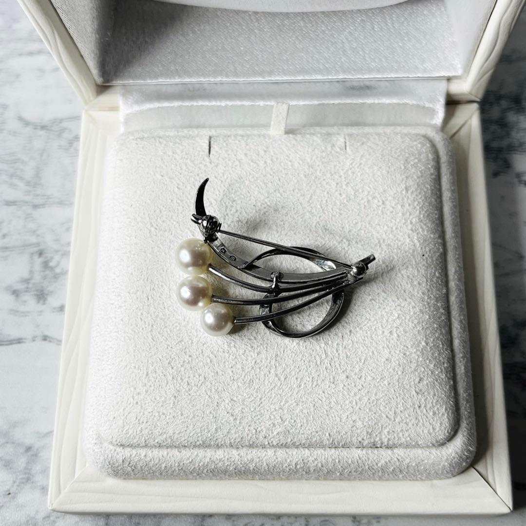 【美品✨】 MIKIMOTOブローチ フェザーモチーフ アコヤ真珠