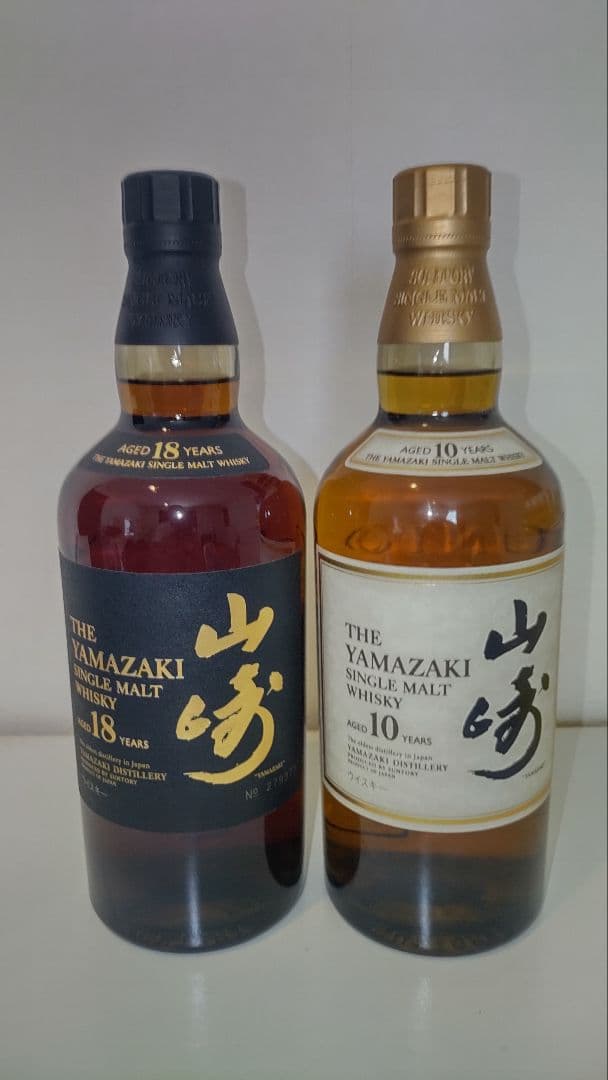 山崎18年＆10年シングルモルトウイスキー 700ml 箱なし2本セット