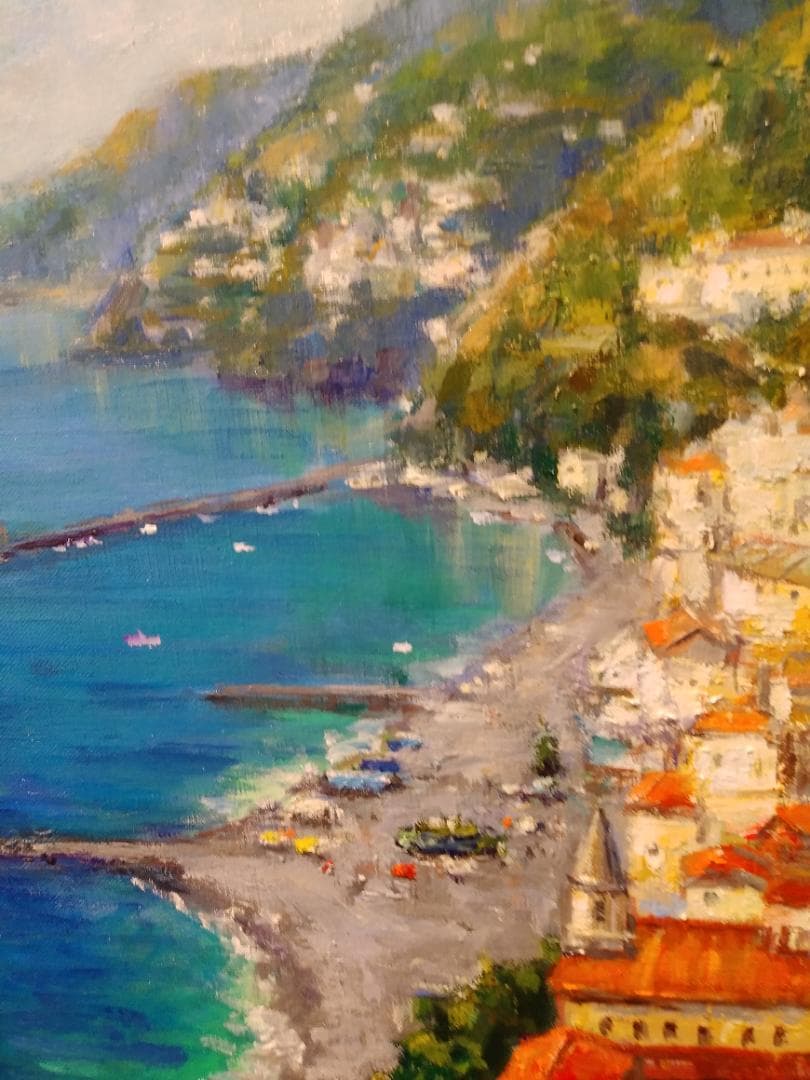 油絵　「夏のアマルフィ」F10号　真作