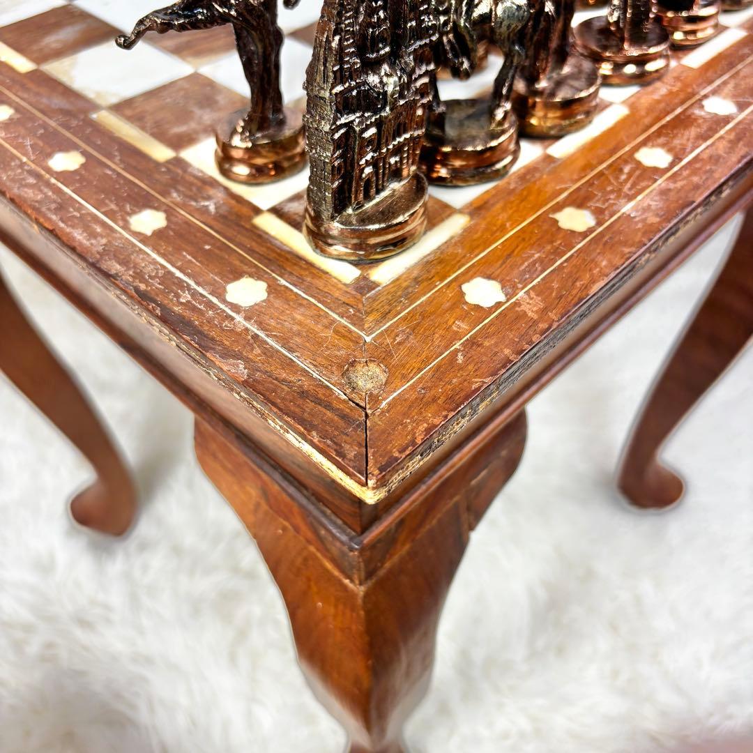 高級　ヴィンテージ　メタル製　チェスセット　猫脚　猫足