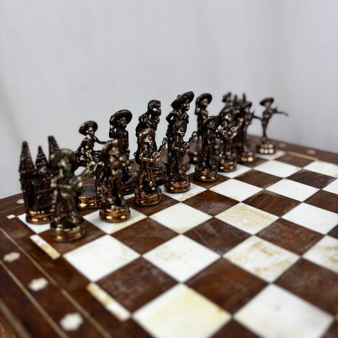 高級　ヴィンテージ　メタル製　チェスセット　猫脚　猫足