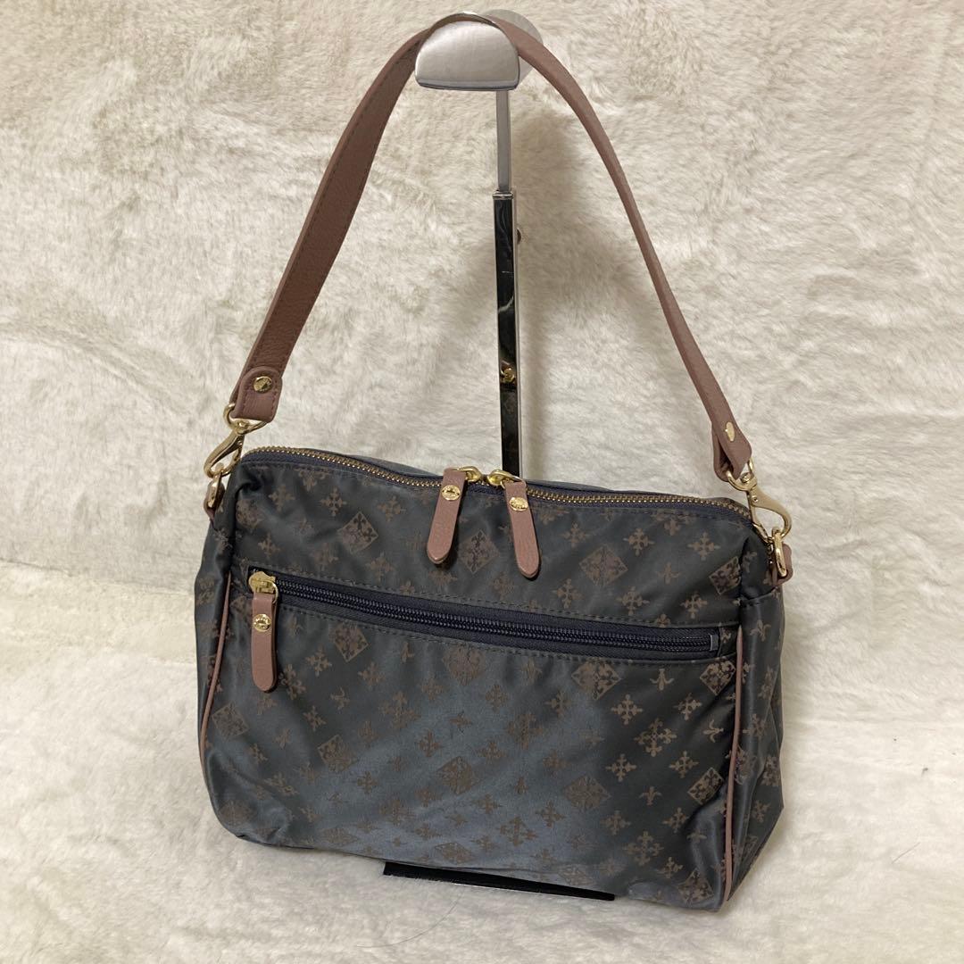 極美品 russet ラシット ショルダーバッグ 2way グレー ピンク ロゴ