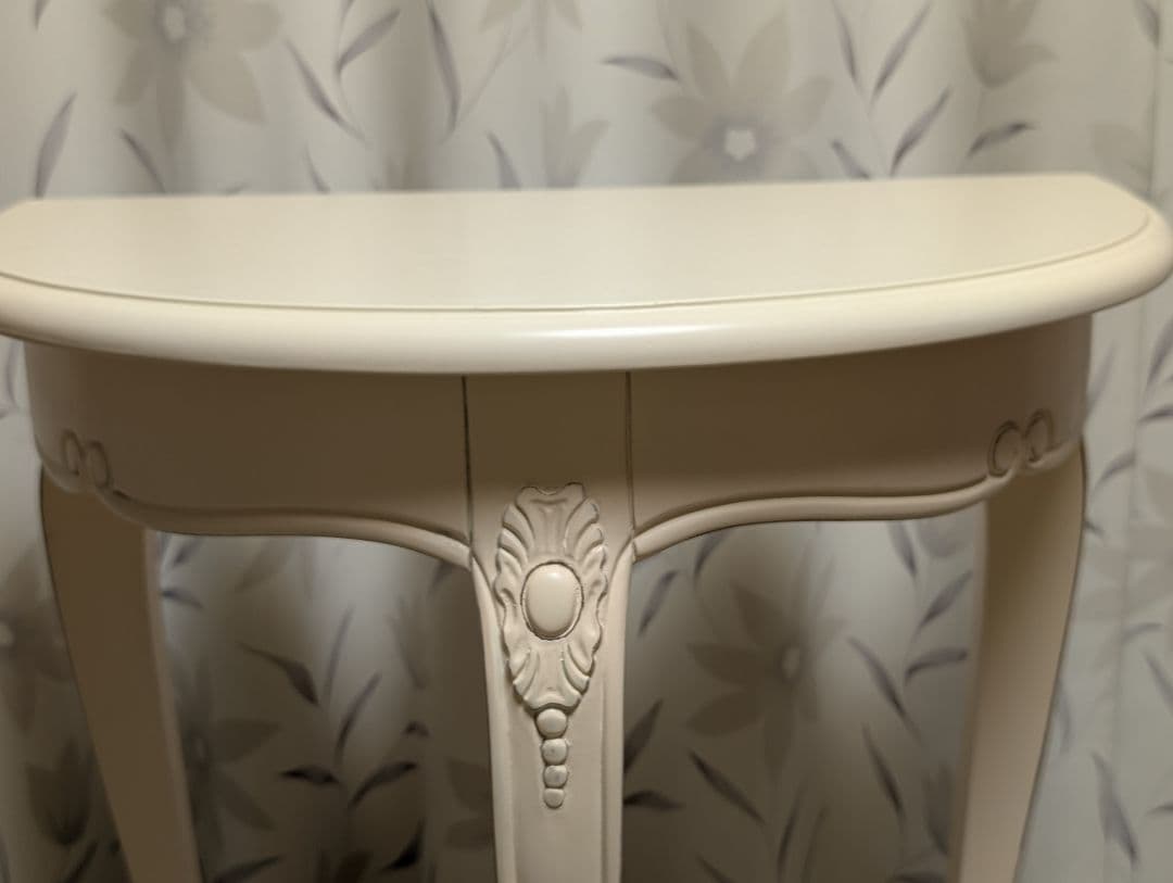 猫脚　半円形　コンソール 　サイドテーブル　2段　花台