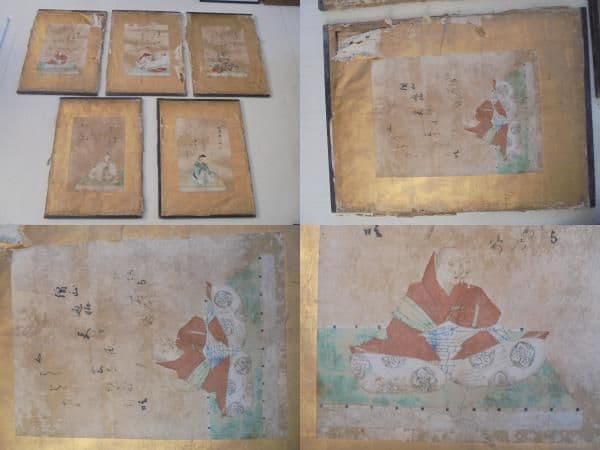 AKａ6794　大和絵　肉筆　屏風？