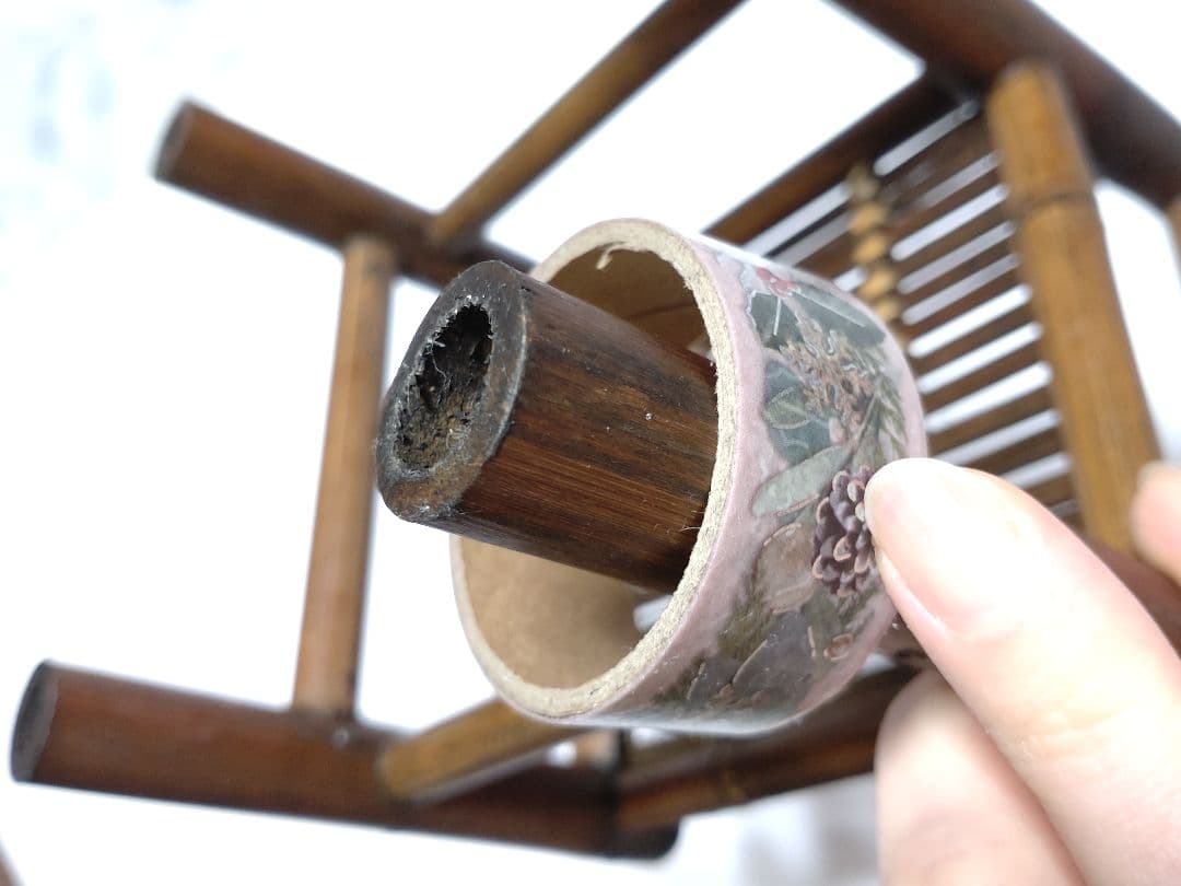 竹細工 椅子 イス 小物置き 花台 チェア レトロ アンティーク ビンテージ