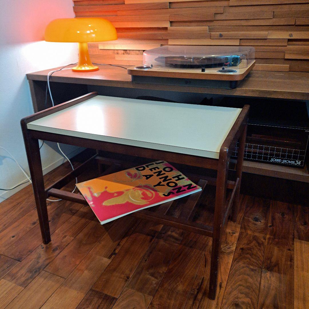 オールドカリモク　名作　コーヒーテーブル　サイドテーブル　白　茶