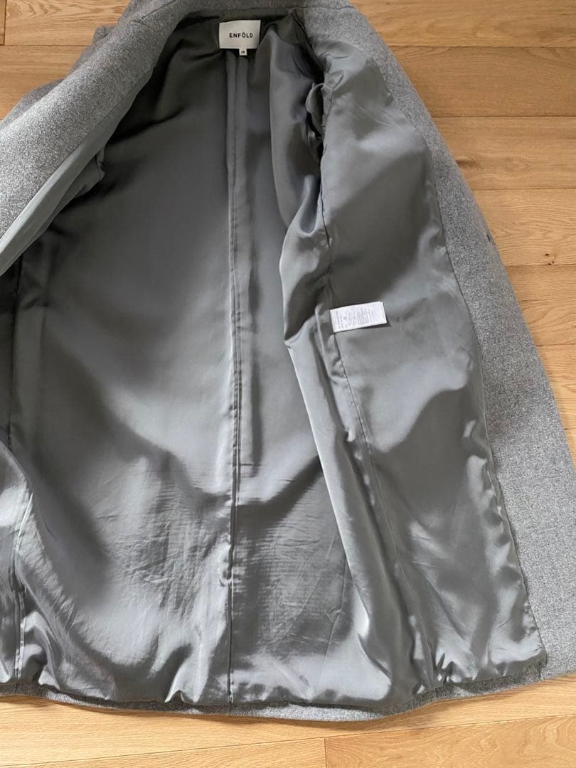 【良品】ENFOLD エンフォルド ライトメルトン テーラーコート　グレー　38